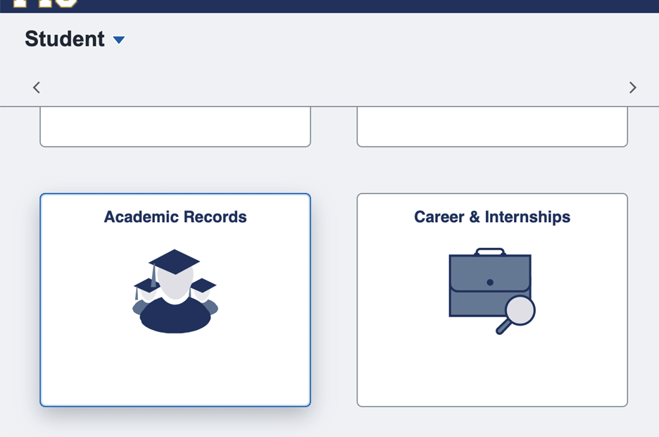 Screenshot of MyFIU with Academic Records highlighted